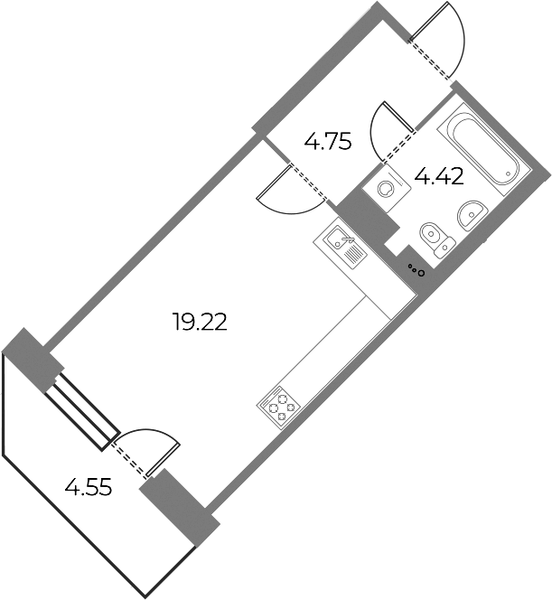 Квартира студия 29.76 м², 18/18 эт., ЖК «Огни Залива»